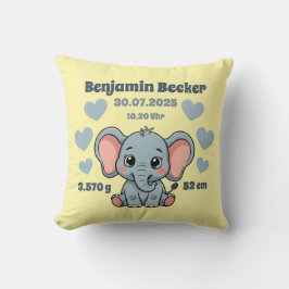 Babykissen zur Geburt - Elefant - personalisierbar Kudde