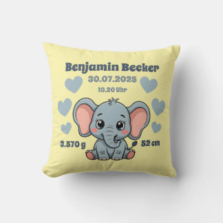 Babykissen zur Geburt - Elefant - personalisierbar Kudde