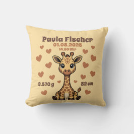 Babykissen zur Geburt - Giraffe - personalisierbar Kudde