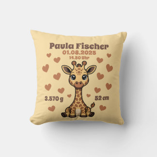 Babykissen zur Geburt - Giraffe - personalisierbar Kudde