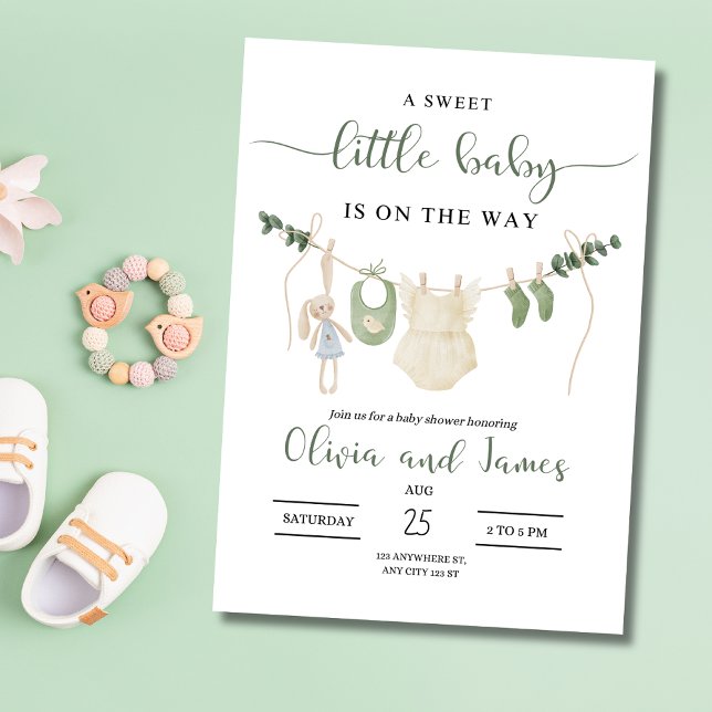 Babykläder Baby Shower-inbjudan, Minimalistisk Inbjudan (Skapare uppladdad)