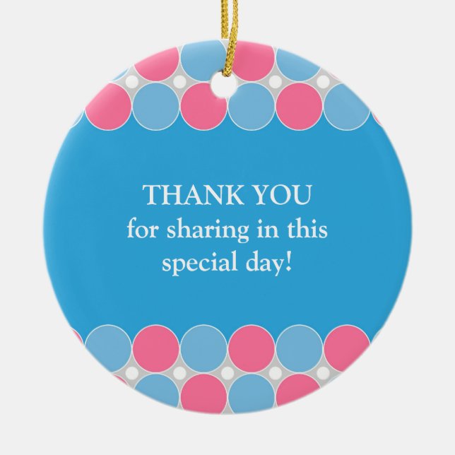 Babykläder, blått och Rosa, prydnadsnamn Julgransprydnad Keramik (Framsidan)