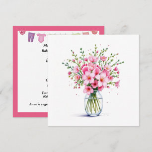 Babykläder, blomsterBouquet med Baby fötter Inbjudningar