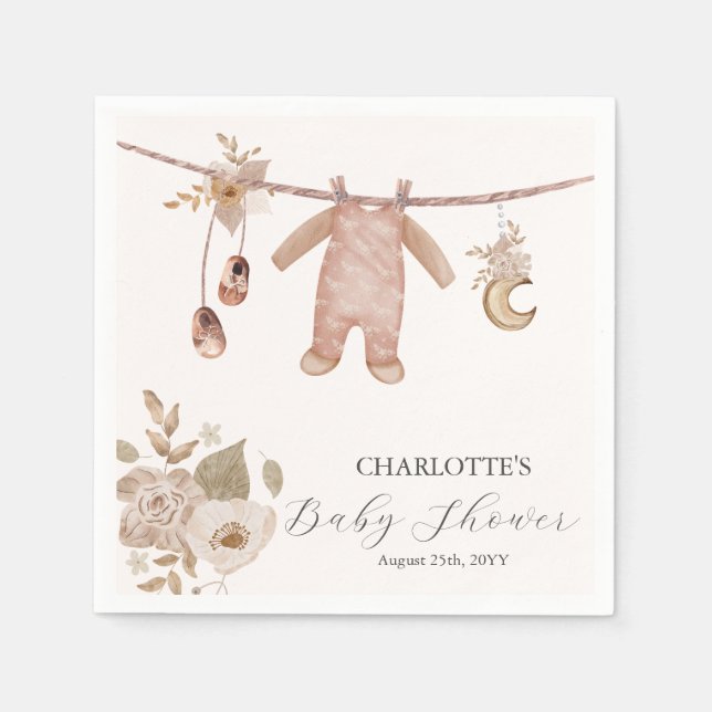 Babykläder Boho Neutral Baby Shower Servett (Framsidan)
