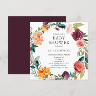 Babykläder Burgundy Rosa Blommigt Utandning Inbjudningar