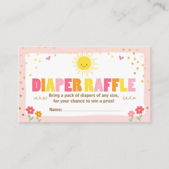 Babykläder Diaper Raffle Card Sunshine Girl Rosa Tilläggskort (Framsida)