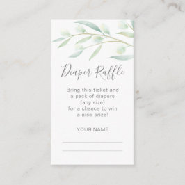 Babykläder - Diaper Raffle Greenery Watercolor Tilläggskort