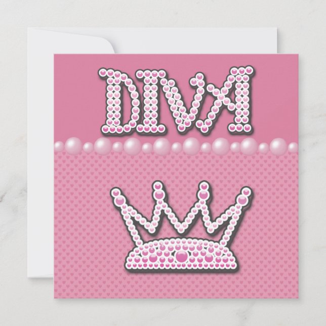 Babykläder Diva Princess Krona, Shoes & Pearls Inbjudningar (Framsida)
