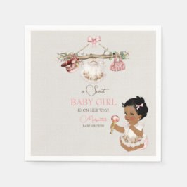Babykläder Flicka Baby Shower Elfenben Rosa Pappersservett