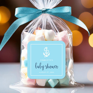 Babykläder för Anchor Blue Script Fyrkantigt Klistermärke