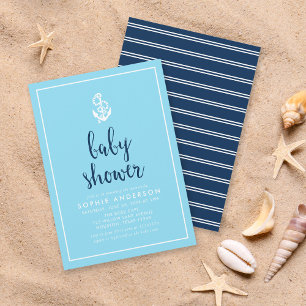 Babykläder för Anchor Blue Script Inbjudningar