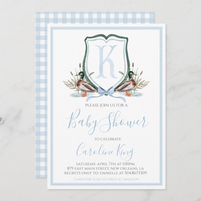 Babykläder för Anka i i Preppy Southern Blue Boy Inbjudningar (Skapare uppladdad)