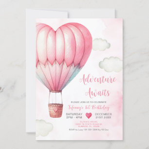 Babykläder för äventyr Rosa Luftballong Inbjudningar