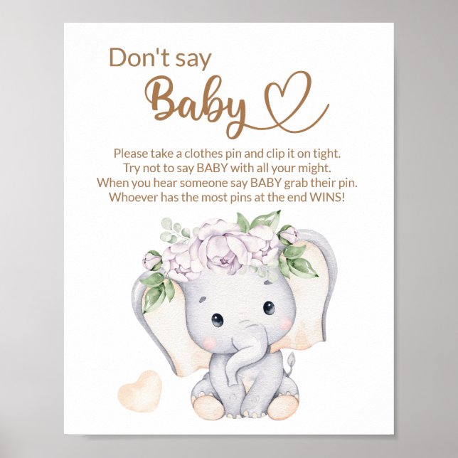 Babykläder för baby Elephant & Flower Watercolor Poster (Framsidan)