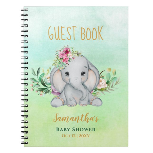 Babykläder för baby Elephant och Flowers Anteckningsbok (Framsidan)