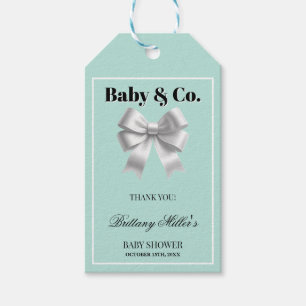 Babykläder för baby och Co. Silver Bow Stollig Presentetikett