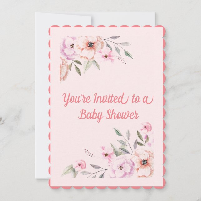 Babykläder för baby Rosa Blommigt  Inbjudningar (Framsida)