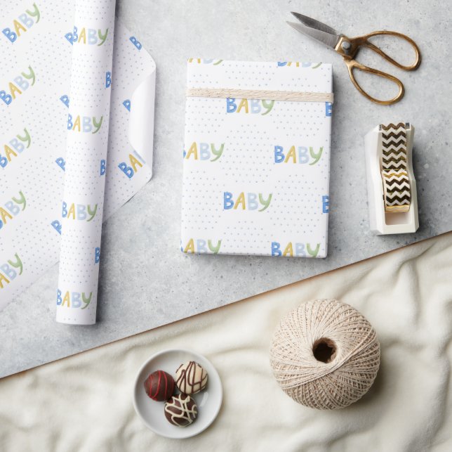 Babykläder för baby-typografi för vattenfärgstema presentpapper (Hantverk)