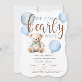 Babykläder för Barly Wait Blue Balloon Nalle Showe Inbjudningar