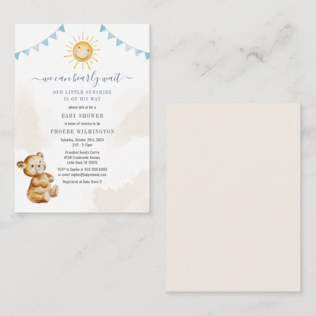 Babykläder för björn och solsken anteckningskort (Fram/baksida)