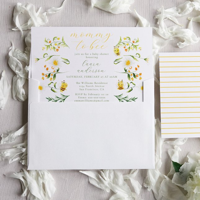 Babykläder för Blommigt av mamma till bin-Elegant Inbjudningar (Skapare uppladdad)