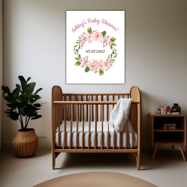 Babykläder för Blommigt för  Ro-vattenfärg Poster (Blush Rose Watercolor Floral Baby Shower Poster)