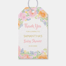 Babykläder för Blommigt för vattenfärgsfärg i tack Presentetikett