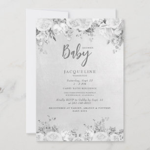 Babykläder för Blommigten elegant Vit ros Inbjudningar