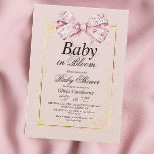 Babykläder för Blommigten för vattenfärg i guld R Inbjudningar