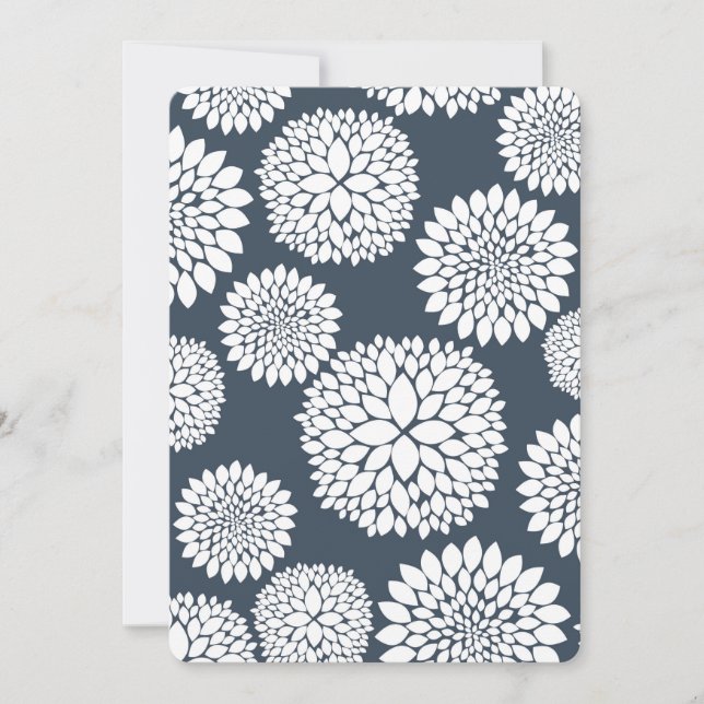 Babykläder för chic Blue White Flowers Inbjudningar (Framsida)