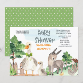 Babykläder för Cute Boskap Grönt Boys Baby Shower Inbjudningar