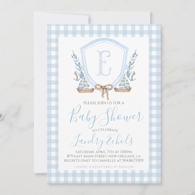 Babykläder för den lilla båtbåten Preppy Nautical  Inbjudningar (Skapare uppladdad)