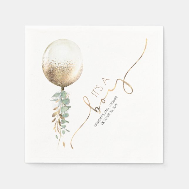 Babykläder för Elegant av guld Glitter Ballon Garl Pappersservett (Framsidan)