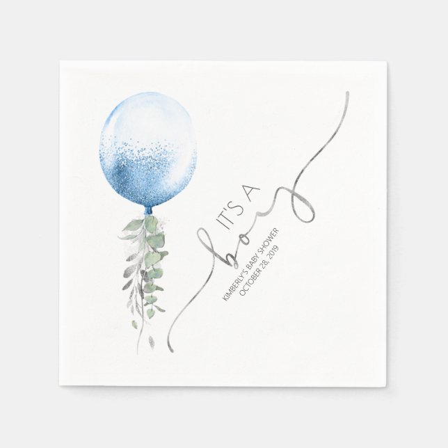 Babykläder för Elegant av silver Glitter Ballon Ga Pappersservett (Framsidan)