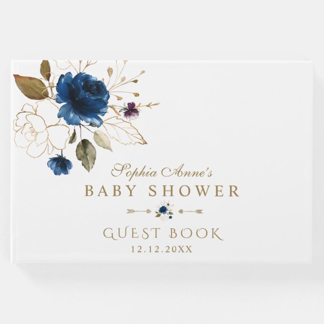 Babykläder för elegant Blue Guld Gästböcker (Framsida)
