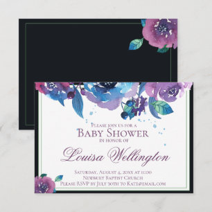 Babykläder för elegant Blue Lila Twilight Blommigt Inbjudningar