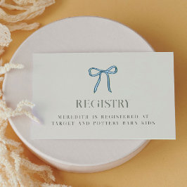 Babykläder för elegant Blue Ribbon Bow Registry Sh Tilläggskort
