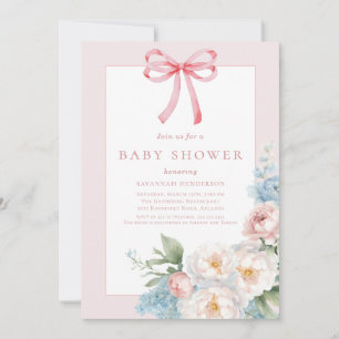 Babykläder för elegant Blue Rosa Bow Blommigt Sho Inbjudningar
