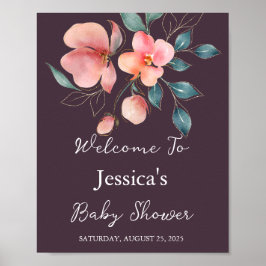 Babykläder för elegant Modern Rosa och Guld Blommi Poster