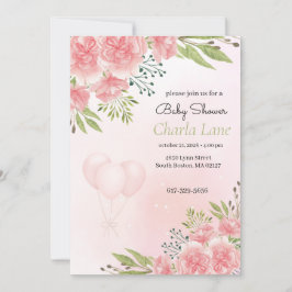 Babykläder för elegant Rosa Blommigt Inbjudningar
