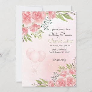 Babykläder för elegant Rosa Blommigt Inbjudningar
