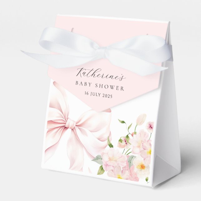 Babykläder för elegant Rosa Bow Blommigt  Shower Presentaskar (Framsidan Sidan)