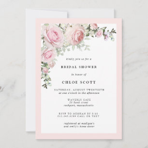 Babykläder för elegant Rosa ros Blommigt Inbjudningar