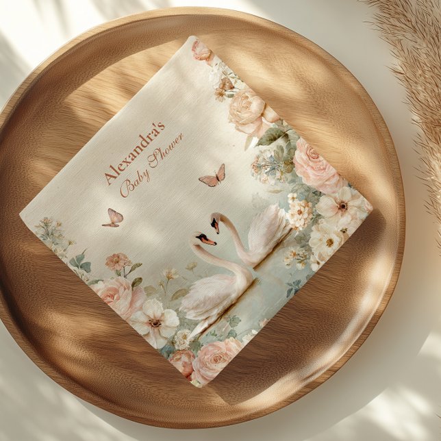 Babykläder för elegant Svan Sjö Blommigt Pappersservett (Skapare uppladdad)