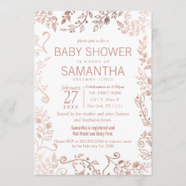 Babykläder för elegant Vit ros Guld Blommigt Inbjudningar