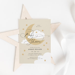 Babykläder för Eleganten Måne och Stars Beige Inbjudningar