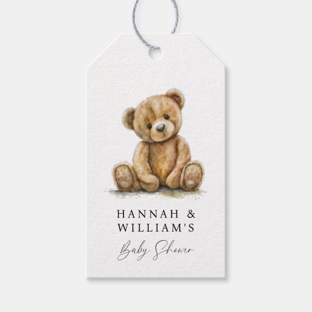 Babykläder för enkel vattenfärgsfärg, Nalle Presentetikett (Framsidan)