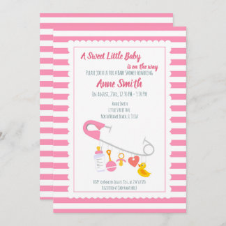 Babykläder för flicka-kartnålar inbjudningar