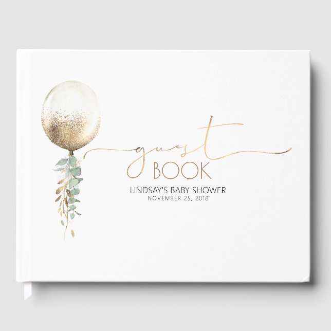 Babykläder för Guld Balloon Garland Gästböcker (Framsida)