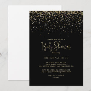 Babykläder för Guld Confetti Calligraphy-skript Inbjudningar